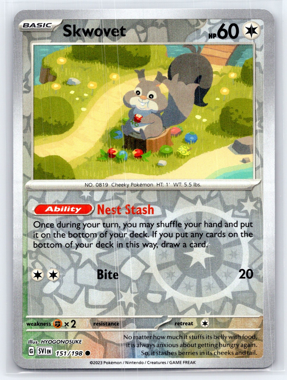 Pokemon NM Reverse Holo Skwovet - 151/198 Common SV01: Scarlet & Violet Base Set