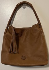 Tory Burch Brown Leather Hobo Bag with Braided Handle