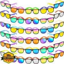 32 Pack Neon 80s Retro Sunglasses UV Protection Bulk Toy