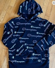 Champion kids size large black and white pullover hoodie