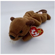 TY Beanie Baby BUCKY the Beaver 4th Gen hang tag 8.5 inch 1995 Vintage Toy