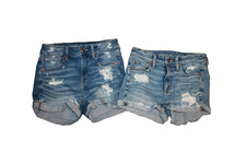 American Eagle Jean Shorts Size 2 High Rise Shortie Next Level Stretch 26x3 