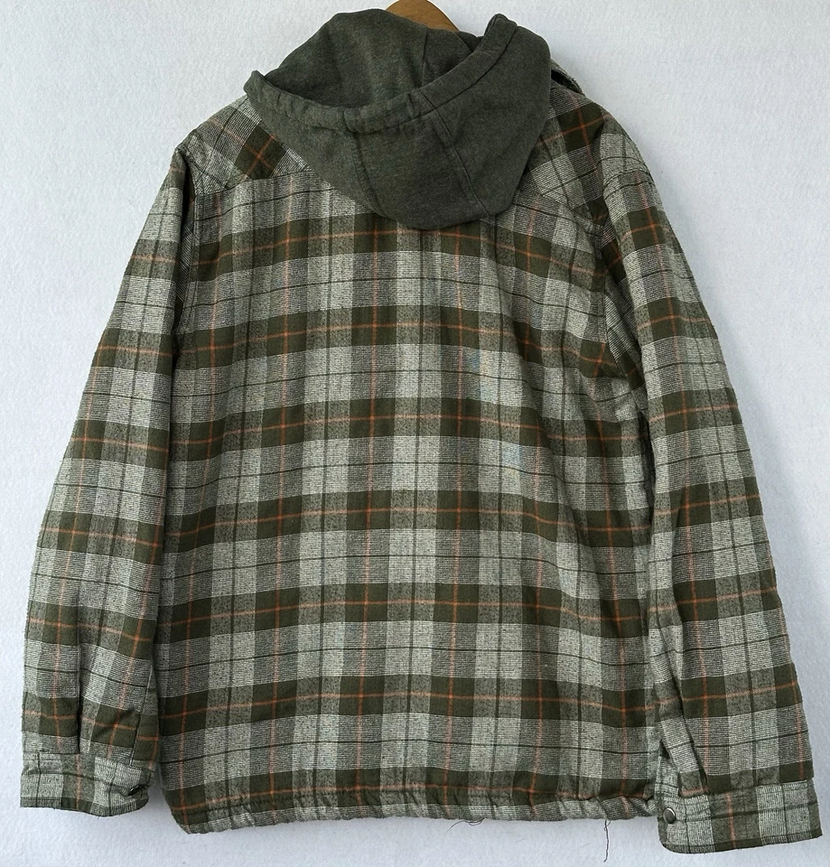 Cloudveil Beefy Flannel Fleece Shacket Outdoor Men's L Green Hooded Comfort Work - Image 2 of 4