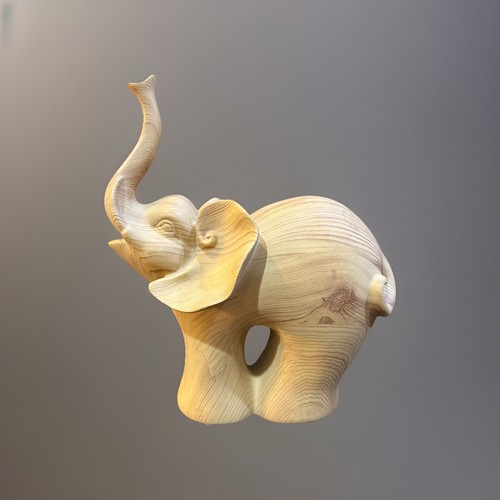 Elephant Statue Sculpture Resin Wood Like Finish Light Brown