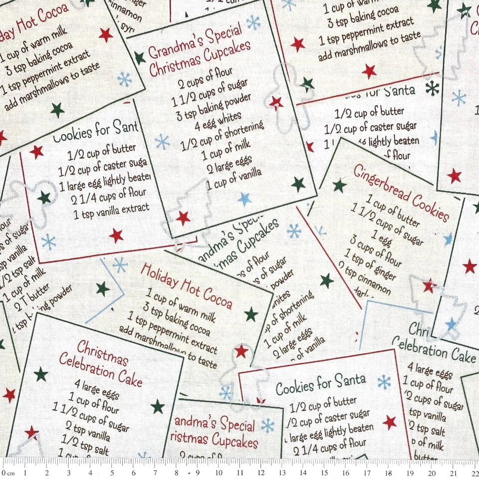 2 METERS Christmas Gingerbread Cookies Cupcake Receipts Sewing Quilting Fabric - image 2 of 4