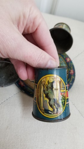 Vintage Childrens Little Red Riding Hood Tin Toy Tea Set Ohio Art 1930’s USA - Picture 19 of 24