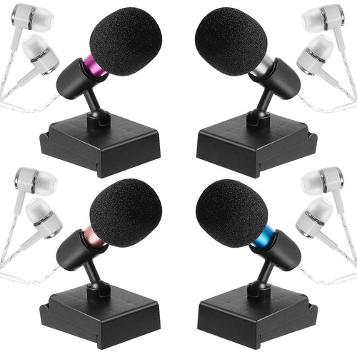 4 Sets Loud Sound Singing Instruments Small Microphones Mic Covers Mic Stands - Afbeelding 3 van 12