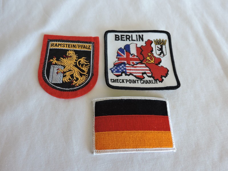Group of Three German Patches with German Flag and Check Point Charlie