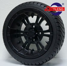 Golf Cart 12 Matt Black Vampire Wheels And 21535-12 Dot Low Profile Tires Golf Cart 12 Matt Black Vampire Wheels And 21535-12 Dot Low Profile Tires