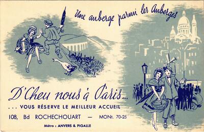 CPA PARIS D'cheu nous a Paris Auberge des Gourmets 108 Bd Rochechouart (971303)