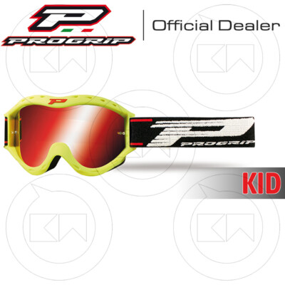 PROGRIP MOTO CROSS ENDURO MASK Kids 3101 Neon Yellow Matte Mirror Lens