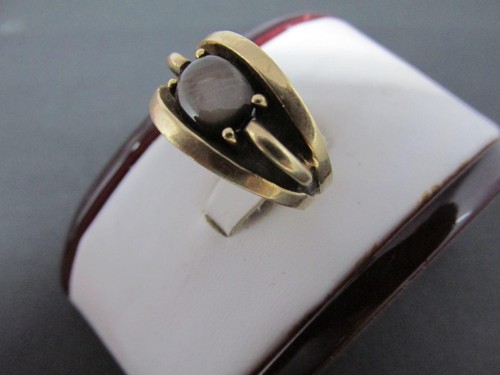 14k Solid Yellow Gold Black Star Sapphire Men's Ring With Shadow Box Setting 10g - Picture 6 of 12