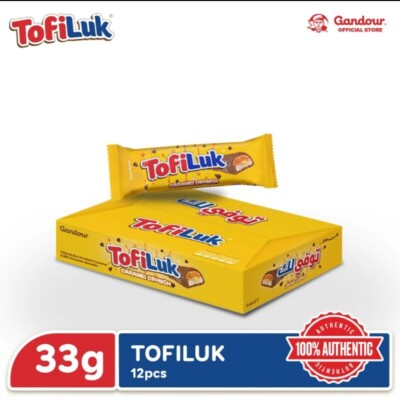 Tofiluk Caramel Crunch Chocolate Bar 33g - 1 Box (pack of 12) Food Snack 