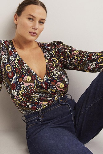 Boden Blouson Wickeltop Bluse in Schwarz/Multi Blumenmuster, Partykleidung, UVP 60£ - Bild 4 von 5