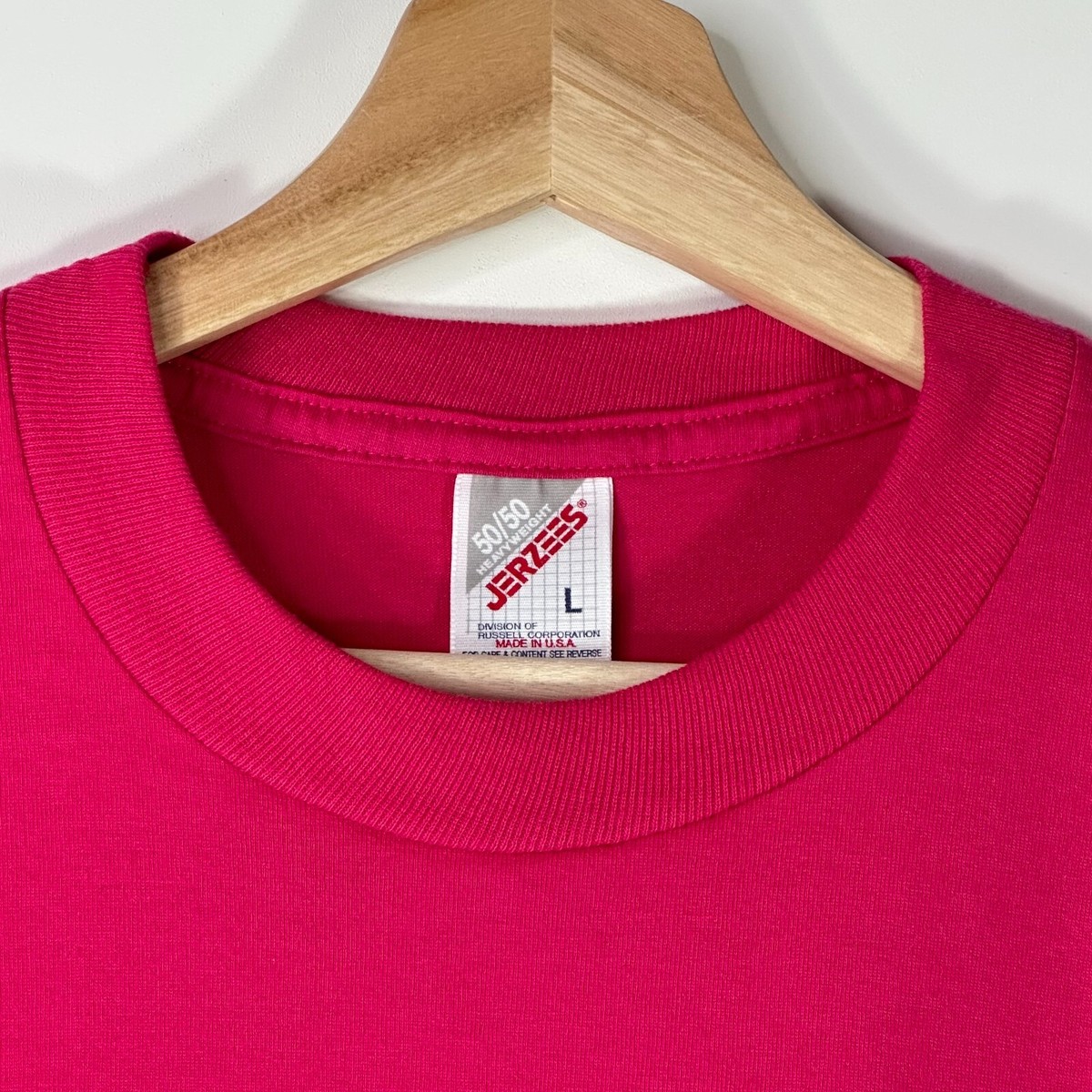 Vintage JERZEES 50/50 Blank Pink T-Shirt Crew Neck Made in USA
