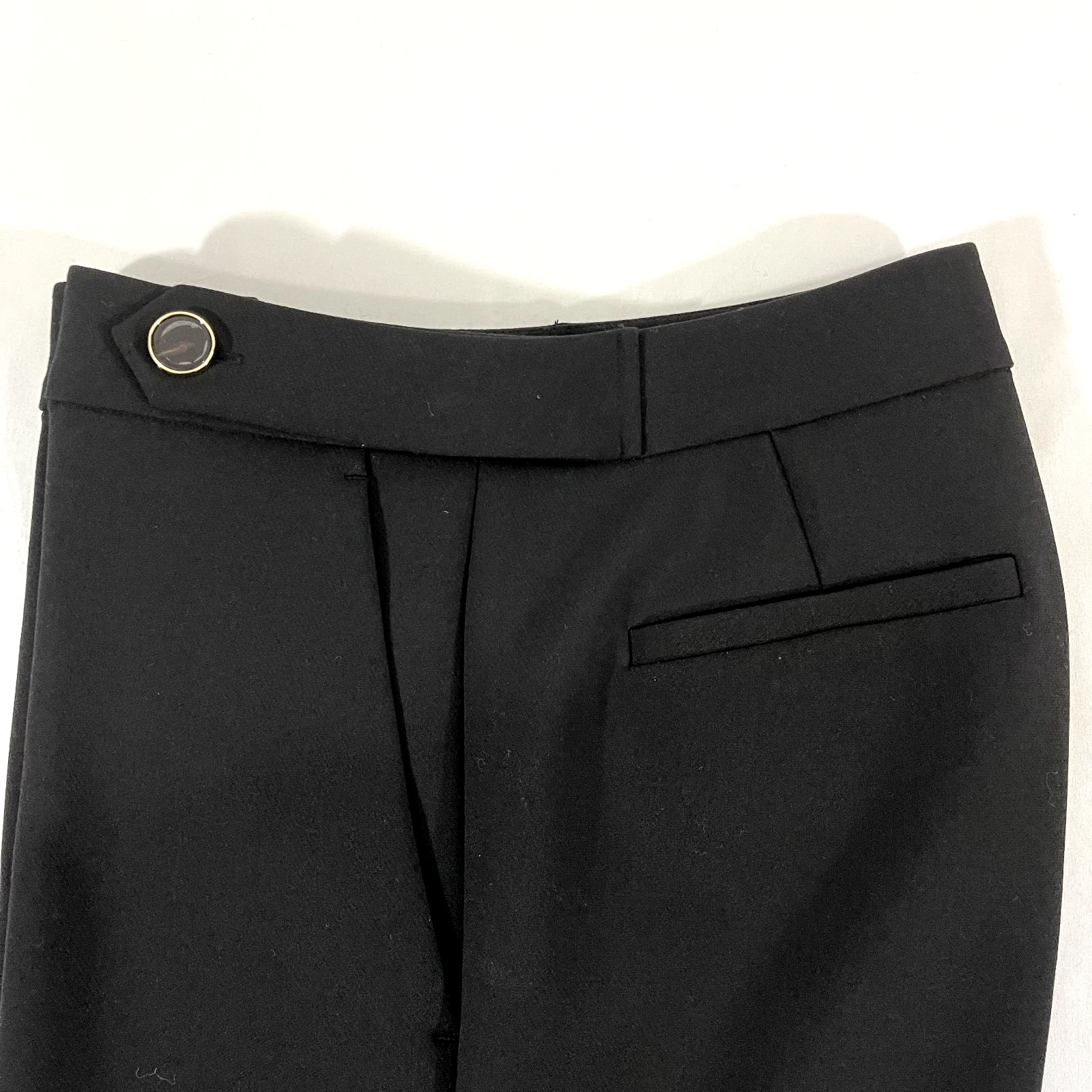 Pantaloni eleganti donna Kate Spade neri 8 pull on gamba dritta zip laterale bottoni nuovi con etichette
