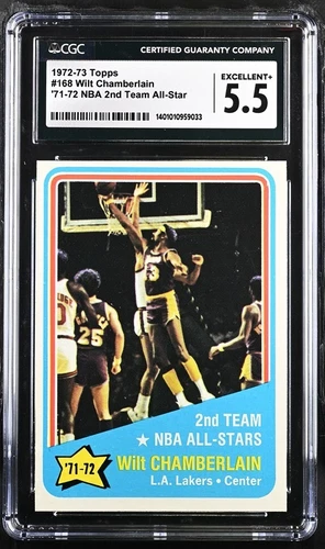 1972 TOPPS #168 WILT CHAMBERLAIN All-Star CGC 5.5 (EX+) Los Angeles Lakers CSG
