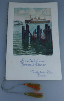 NDL Bremen:  Speisekarte Dampfer Sierra Córdoba 20. August 1928 (99327)