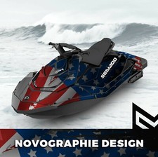 Seadoo Spark trixx Bombardier 2up + 3up Jet Ski Graphic Kit Decal Wrap USA FLAG
