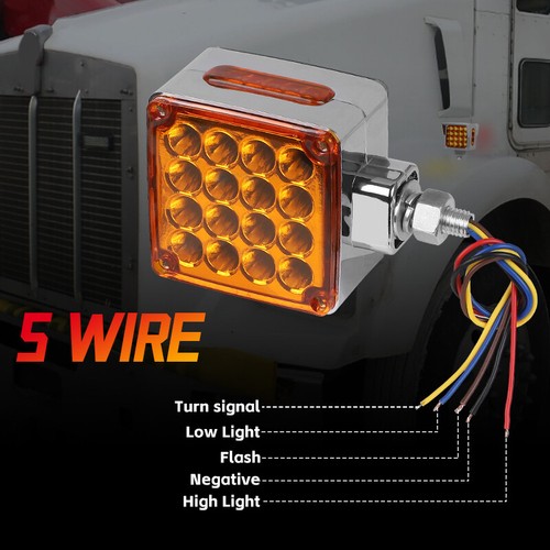 LED Square Semi Truck Trailer Double Face Fender Turn Signal Light Amber/Red NEW - Picture 6 of 24
