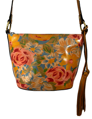 Patricia Nash Voletta Leather Top Zip Crossbody Bag-Citrus Rose-NWT