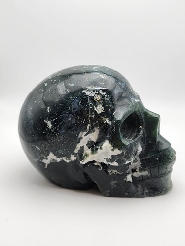 Natural Moss Agate "Large" Skull, Agate, Polished, Hand Carved Skull - Picture 9 of 17