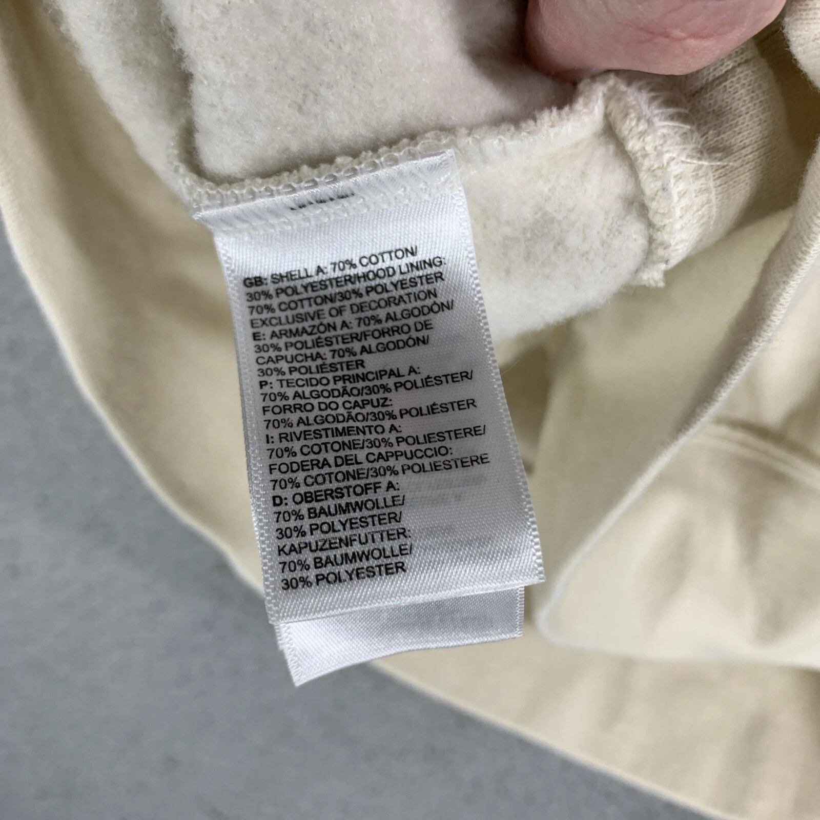 OFF WHITE Felpa con cappuccio donna North Face bianco sporco oro logo metallizzato tasca canguro piccola Y2K