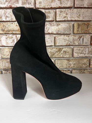 New LOEFFLER RANDALL Camden Black suede Platform Bootie size 9 - Picture 3 of 8