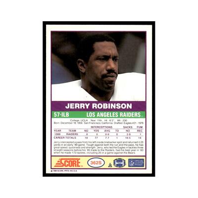 1989 Score Supplemental Jerry Robinson Los Angeles Raiders #362S