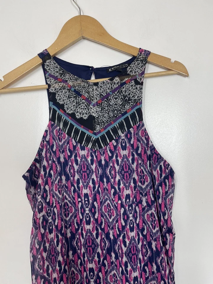 Express женщин без рукавов макси платье черный розовый фиолетовый размер средний - Изображение 3 из 4