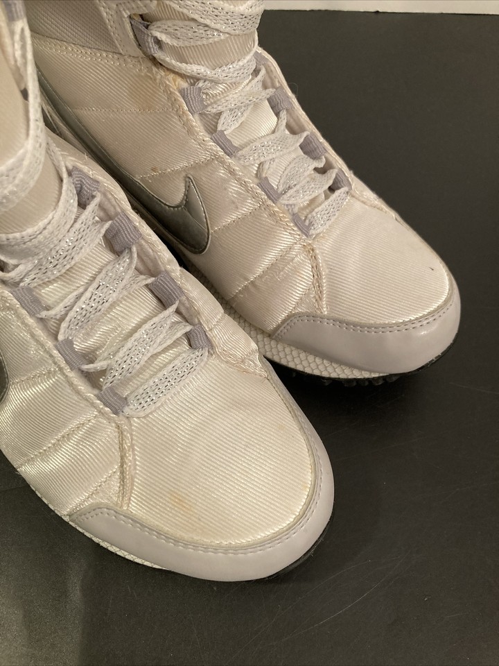 Nike Apres Ski Knee High Snow Boots White and Silver 414950100 Women's