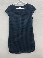 Womens Merona Black Cap Sleeve Crochet Square Detail Size XS