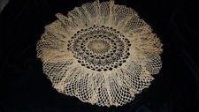  1026A vtg table Doily  Off White Cream  Crochet 15'' ROUND