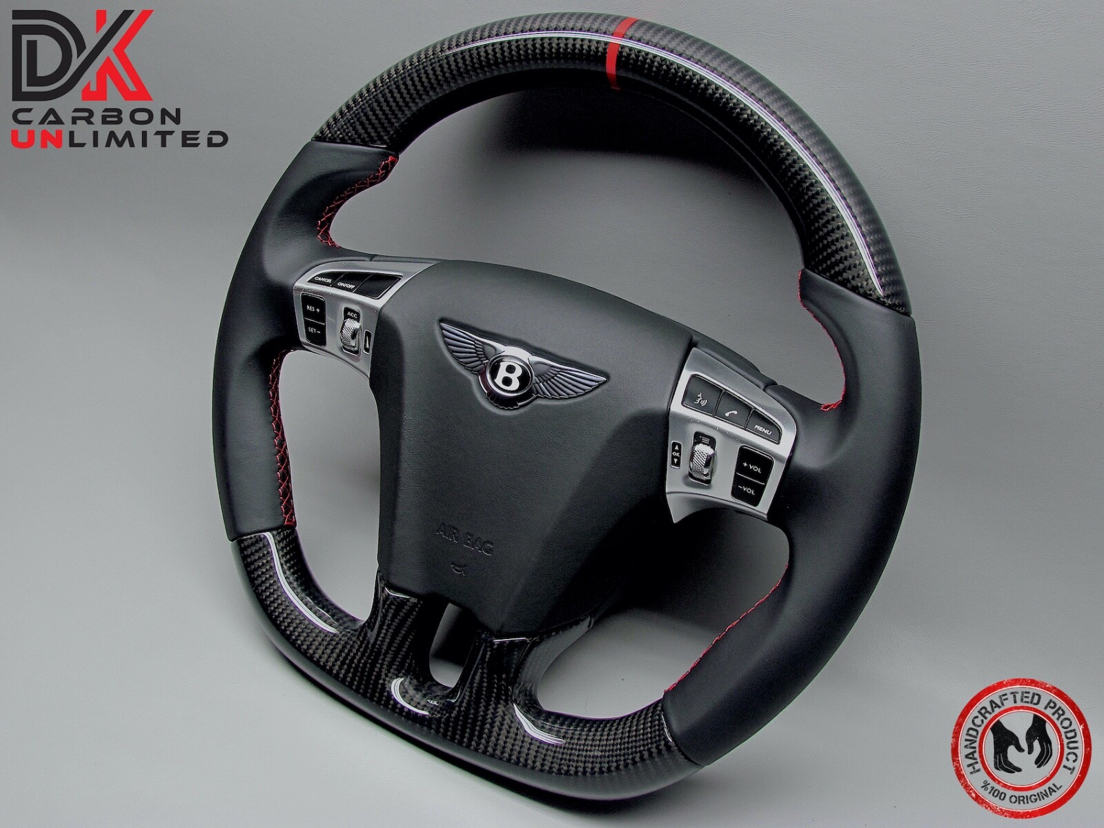Bentley Continental GT 2011 Flying Spur Red Ring Napa Carbon Steering Wheel v1