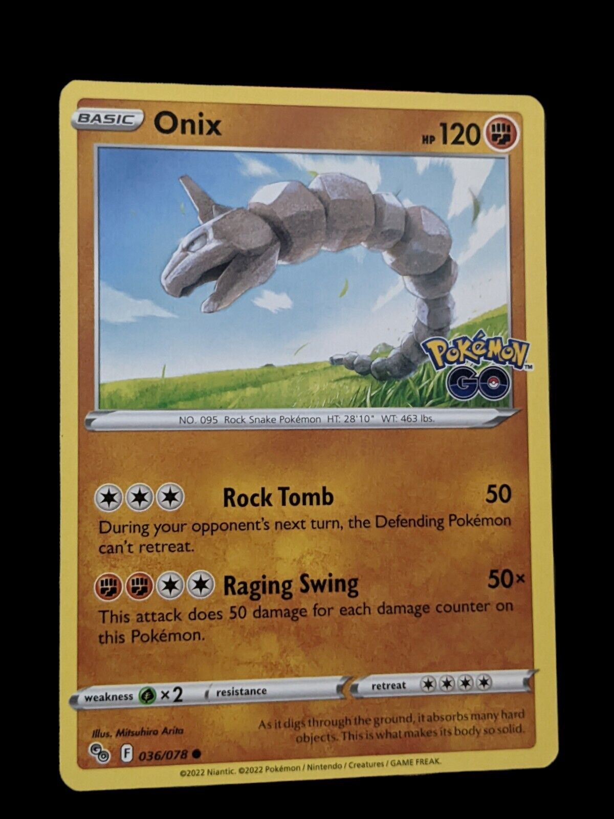 Pokemon ONIX 036/078 - Pokemon GO - Rev Holo - - MINT