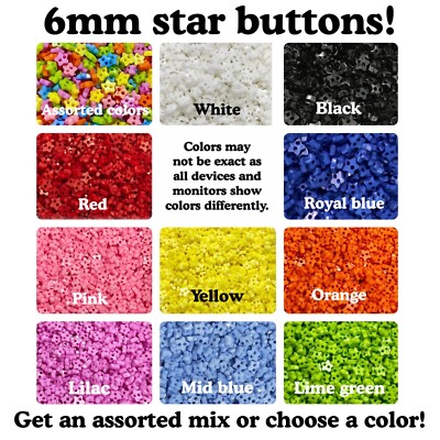 50, 100 or 200 6mm Star 2 Hole Buttons Mix Crafts Doll Buttons 6mm star GROUP A