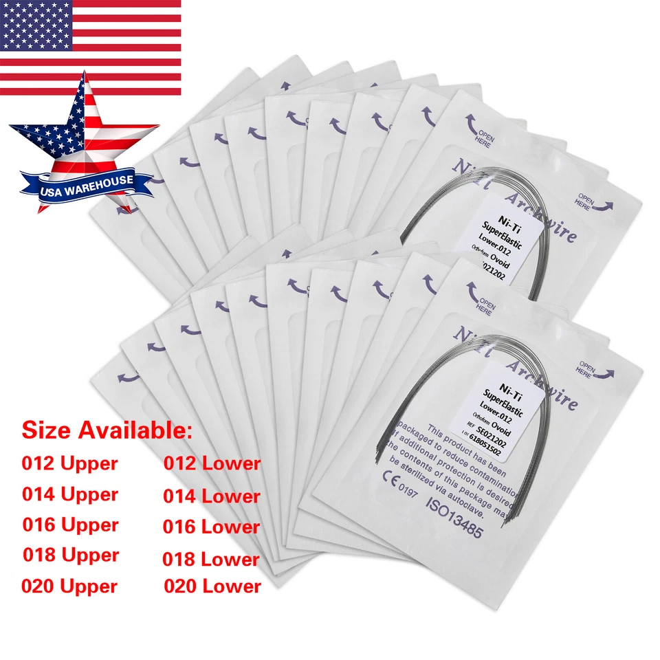 100 paquetes EE. UU. Ortodoncia Dental Super Elástico Niti Arco Redondo Alambres Forma Ovoide Foto 3 de 4