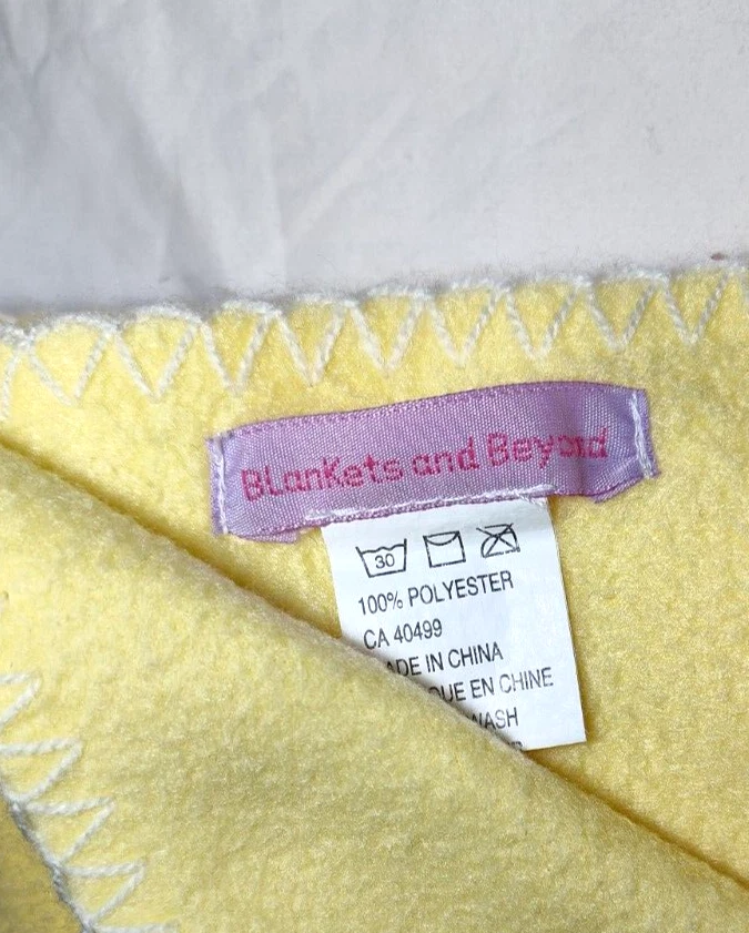 Blankets & Beyond Yellow Fleece White Teddy Bear Baby Security Lovey Solid htf - Image 3 of 3