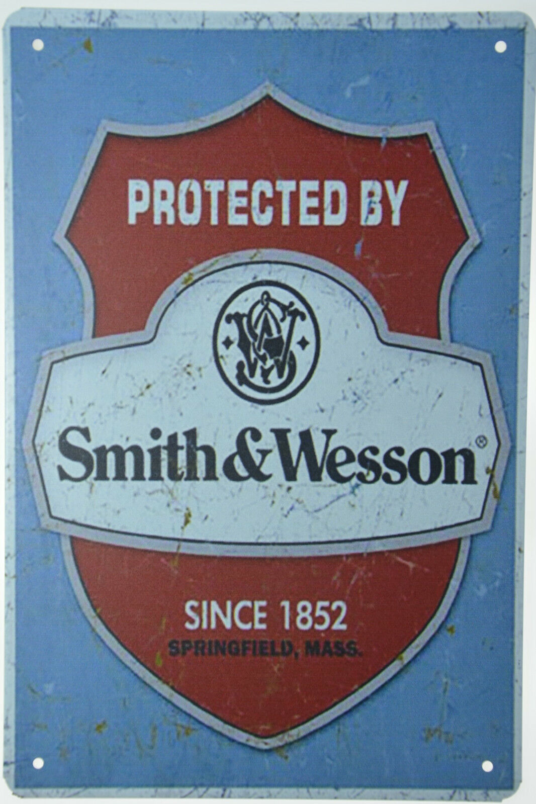 Smith & Wesson Protection Pistol Handguns Shells Retro Metal Tin Sign 8x12" NEW