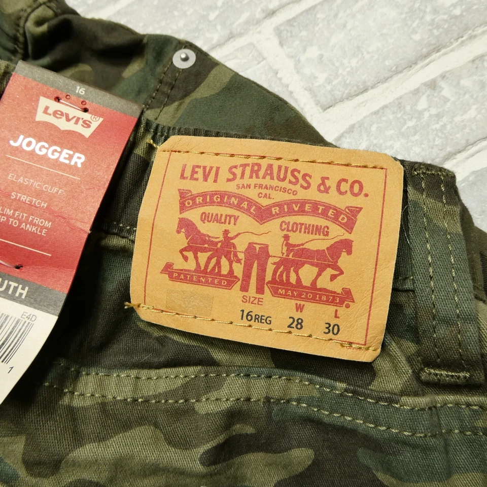 Joggers Levis Juveniles 16 (28x30) Verde Camuflaje Lona Cintura Elástica Nuevos con Etiquetas Foto 4 de 4