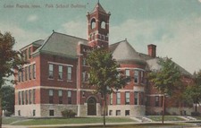 Postcard Polk School Building Cedar Rapids Iowa IA