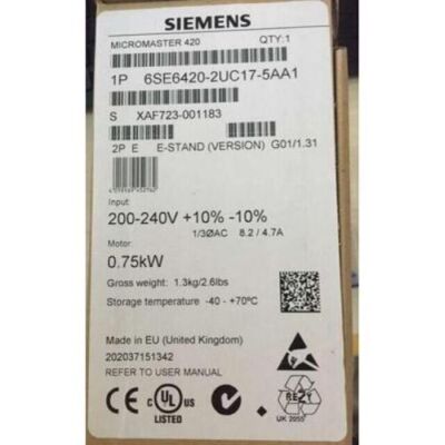 6SE6 420-2UC17-5AA1 NEW SIEMENS 6SE6420-2UC17-5AA1 MICROMASTER 420 Inverter