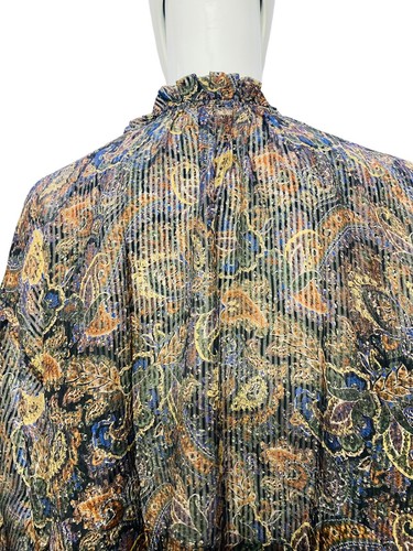 Doen Damen Anita Paisley Blumenmuster Rüschen Seide Hemd Bluse Tunika TOP S - Bild 7 von 12