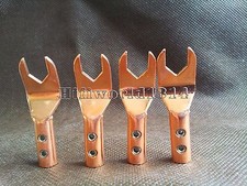4x audiophile HIFI Red Copper Speaker Wire Cable Spade Terminal Connector Plug