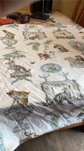 Fabulous Felines Cats with Hats Drapery Upholstery P Kaufmann Fabric 2 yards