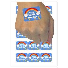 Always Think Positive Rainbow Stars Moon Temporary Tattoo Water Resistant Set