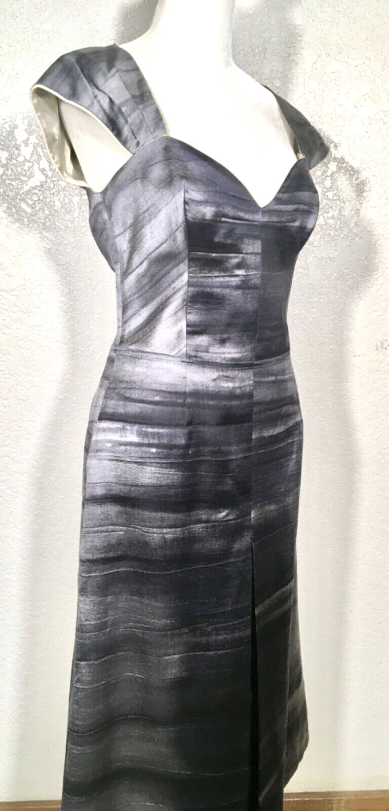 PRADA Dress Vintage Gray SILK Pattern Beautiful Unique 1950’s Vibe Size 4-6 image 2