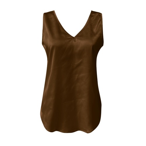 Tank Tops For Women, V Neck Silk Summer Satin Sleeveless Blouse Basic Camisole - Picture 13 of 31