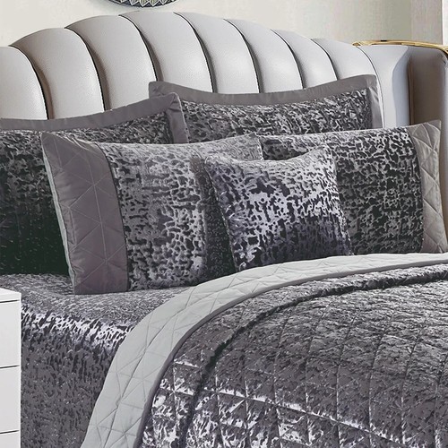 3 Pcs Quilted Bedspread Crushed Velvet Bedspread Bed Throw Set Double King Sizes - Picture 9 of 26