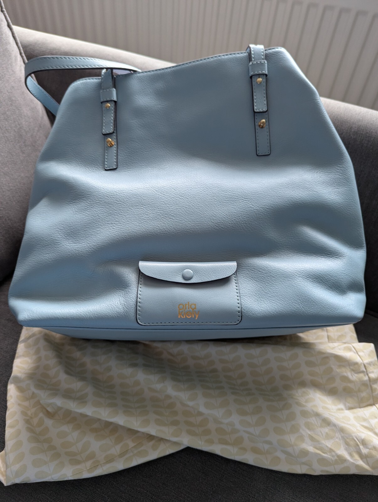 Orla Kiely Women's Willow Embossed Stem Leather Tote Bag - Sky image 5